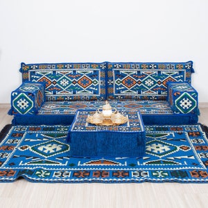 Custom Arabic Diwan, Patterned Cushion Cover, Ethnic Floor Cushion, Bohemian Home Decor, Balcony Floor Seat, Moroccan Couches, Arabic Sofa zdjęcie 4