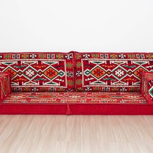 Arabic Bench Cushion, Pallet Sofa Cushion, Green Veranda Couches, Garden Pillow Set, Arabic Sofa Set, Ethnic Seating Set, Floor Sofa Pillow Red