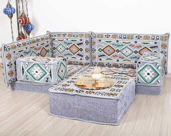 Arabic Couches, Veranda Floor Sofa, Ethnic Sofa Set, Custom Arabic Majlis, Patterned Couches, Turkish Floor Sofas, Ottoman Couch, Gray Sofa