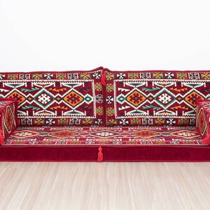 Arabic Bench Cushion, Pallet Sofa Cushion, Green Veranda Couches, Garden Pillow Set, Arabic Sofa Set, Ethnic Seating Set, Floor Sofa Pillow Claret Red