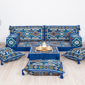 Custom Arabic Diwan, Patterned Cushion Cover, Ethnic Floor Cushion, Bohemian Home Decor, Balcony Floor Seat, Moroccan Couches, Arabic Sofa zdjęcie 3