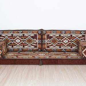 Arabic Bench Cushion, Pallet Sofa Cushion, Green Veranda Couches, Garden Pillow Set, Arabic Sofa Set, Ethnic Seating Set, Floor Sofa Pillow Brown