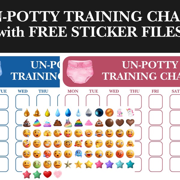 Un-Potty Training Charts with Stickers | PNG, SVG, & PDF