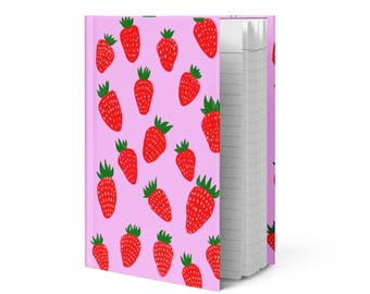 Strawberry Cute Pink Aesthetic Hardcover Matte Journal Notebook