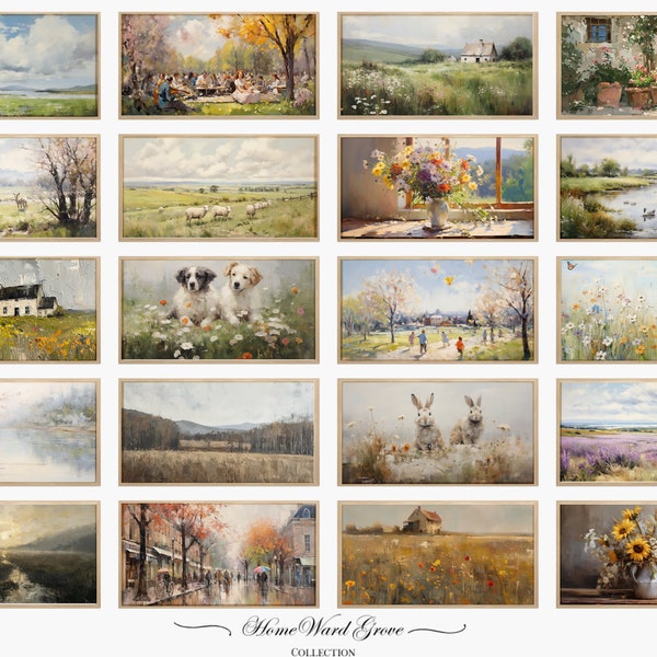 Samsung Frame TV Art Set of 20 | Vintage Antique Style Paintings | Spring Collection | Instant Download | Television Screensaver | TheFrame