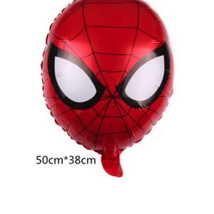 Puede incluir: Globo rojo con forma de cara de Spider-Man, con detalles de telara&ntilde;a negra y formas de ojos blancos. El globo mide 50 cm x 38 cm.