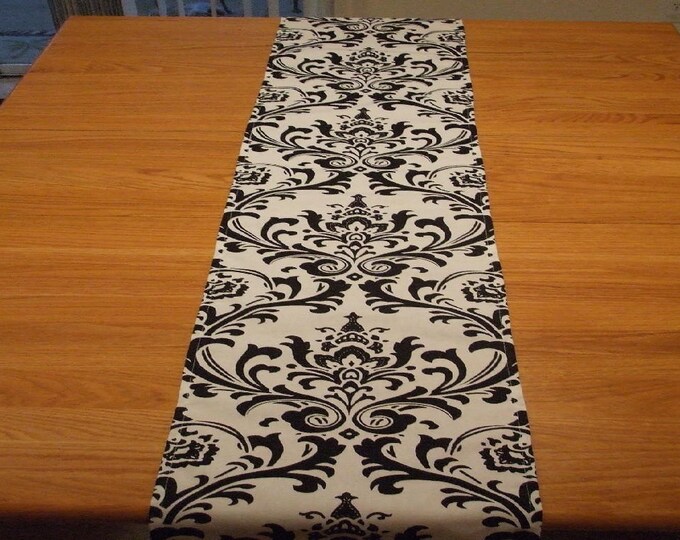 Traditions Black and White Damask Table Runner FREE SHIPPING Etsy