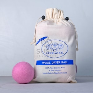 Handmade 100% Natural New Zealand sheep Wool Laundry pink  colour Dryer Balls - No Lint - Pack of 6 - Reusable Natural Fabric Softener