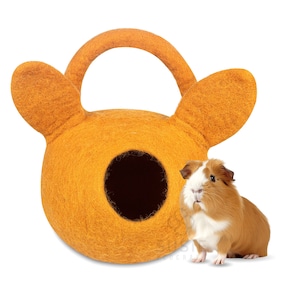 Guinea Pig House |Hedgehog Hamster Cat Bed | Small Pet Cave| Bunny Hideout| Handmade Natural Wool Multipurpose Doll House for Toddler Girls