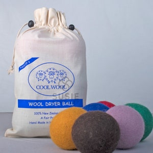 Handmade 100% Natural New Zealand sheep Wool Laundry multi colour Dryer Balls - No Lint - Pack of 6 - Reusable Natural Fabric Softener