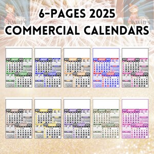 2025 Commercial Calendars 6-page and 12-page With 10 Colors Each Folio ...