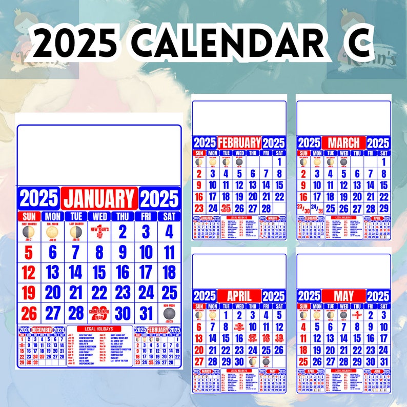 2025 PH Commercial Calendars 12 PAGES 10 COLORS - Etsy