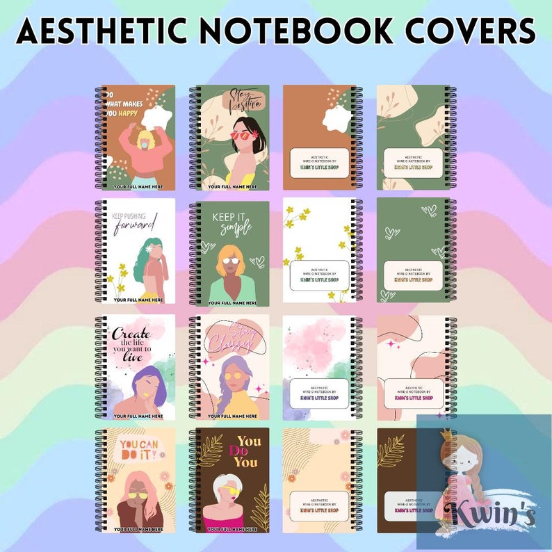 aesthetic minimalist notebook covers canva editable templates