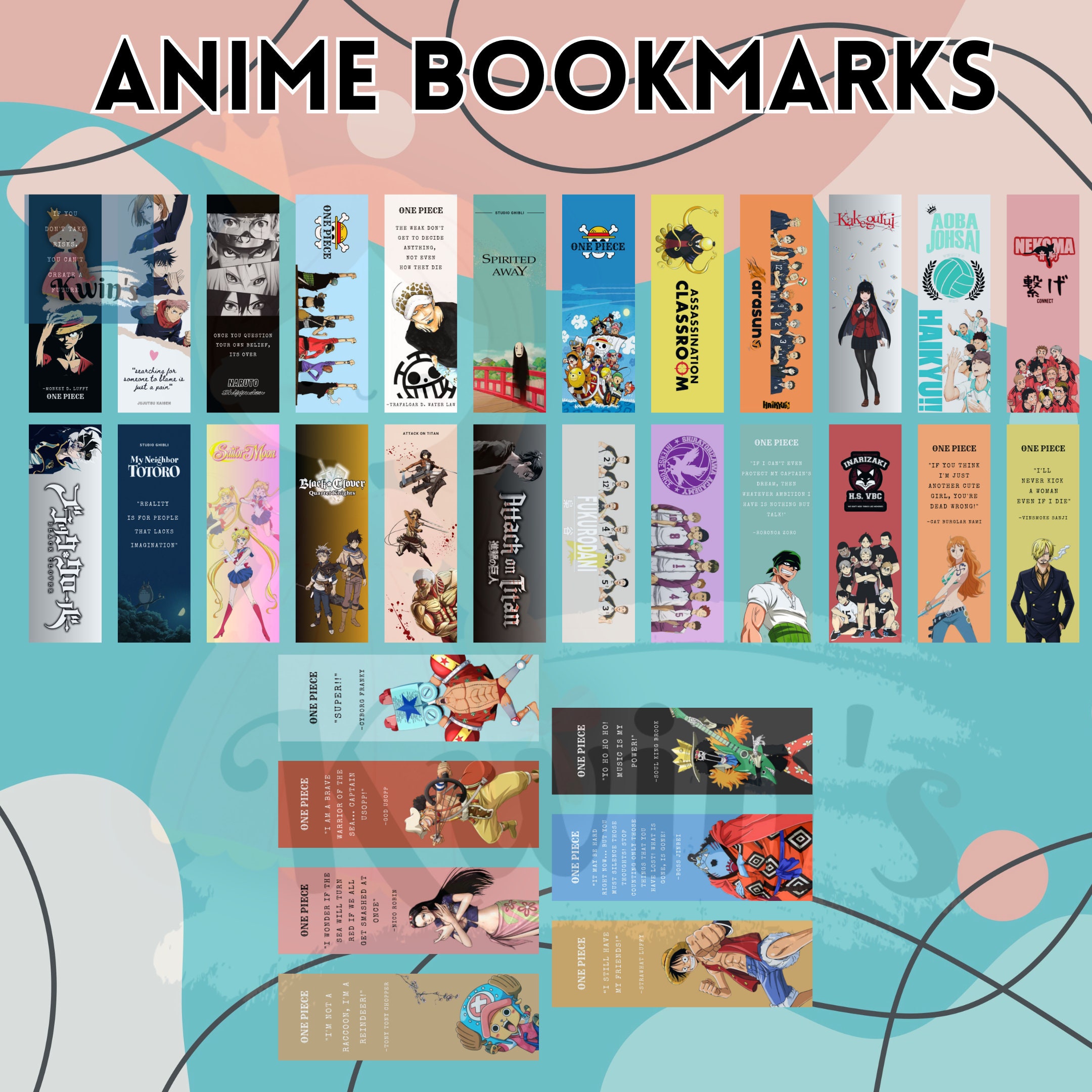 31 Anime Bookmarks Templates Canva Editable Etsy