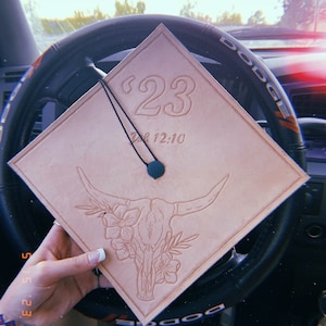 Custom Leather Tooled Grad Cap