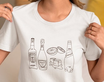 Summer T-shirt for girl cocktail lover shirt aperol spritz recipe t-shirt for woman pastel colors shirt cotton foodie girl t-shirt gift idea