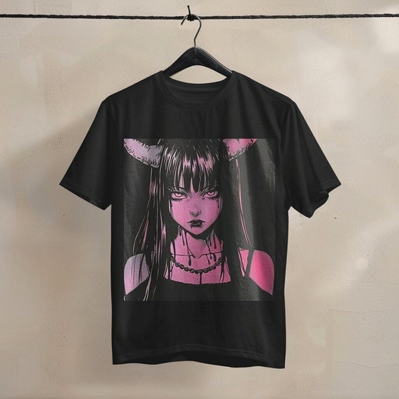 Anime Succubus Pastel goth 90's Anime Aesthetic Unisex Garment-Dyed T-shirt