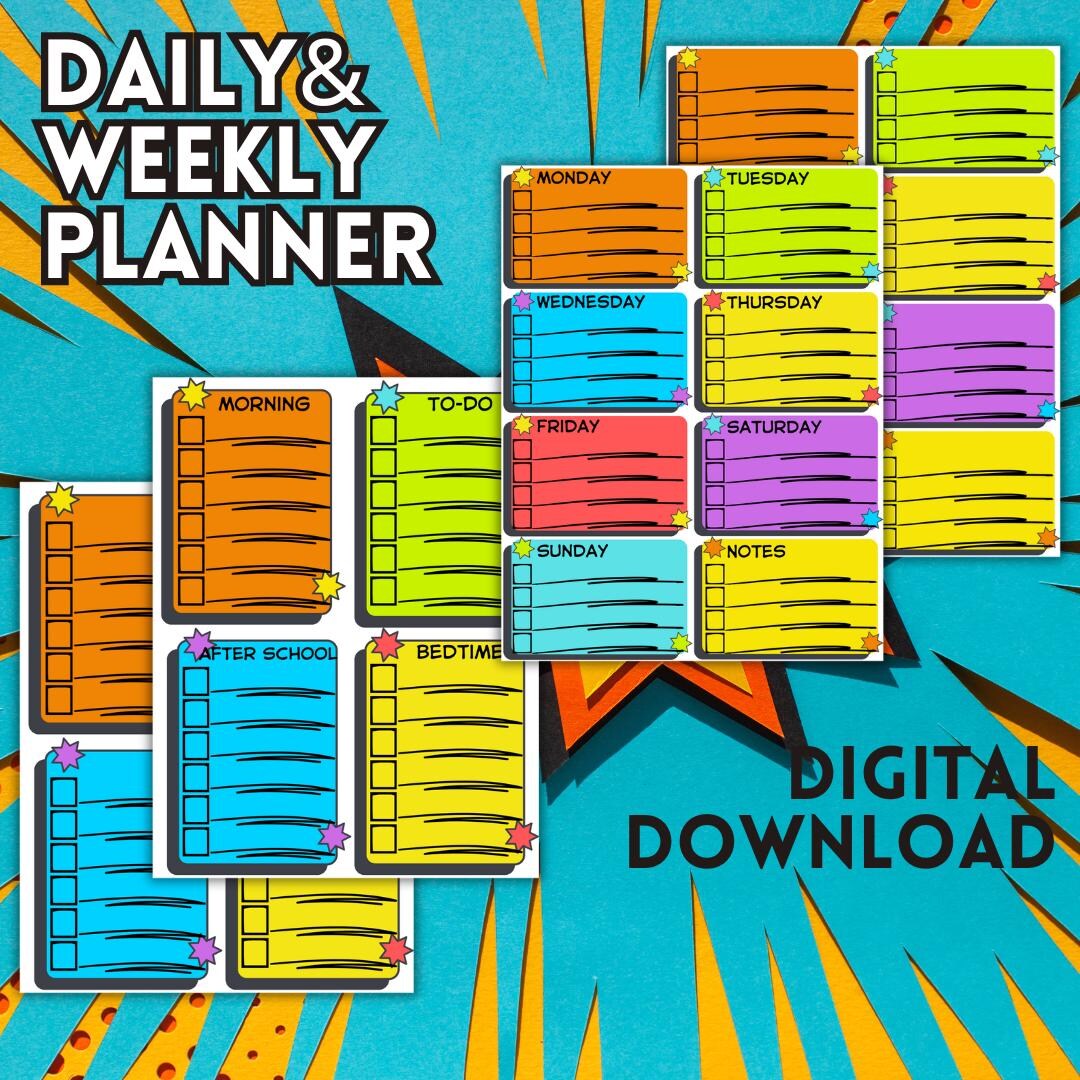 Printable Daily Weekly Checklist for Kids Families | Blank & Titled ...