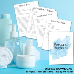 Simple Personal Hygiene Checklist for Kids, Adults with ADHD, Autism, Depression – Printable PDF for Caregivers & Teachers Digital Download