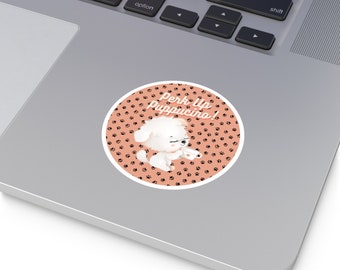 Pegatina Pupuccino / Vinilo adhesivo para taza de café con cachorro adorable