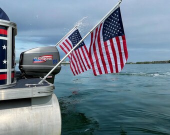 6' Pontoon Boat Aluminum Flag Pole Kit W/american Flag