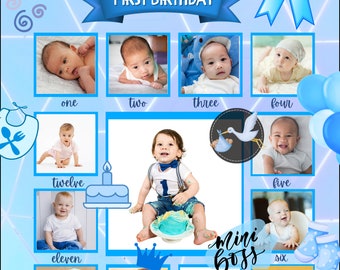 First Birthday Photo Collage| BOSS Birthday | Instant Download