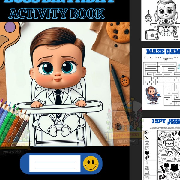 Coloriages et pages d'activités | BOSS Anniversaire | Personnalisable | Téléchargement instantané