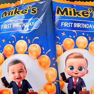 Chip Bag & Water Bottle Template | BOY BOSS Birthday | FaceSwap