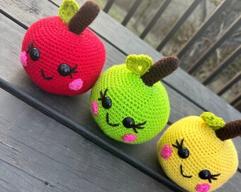 Gehaakte appels- cadeau leraar- appelknuffel- fruit- amigurumi-appel