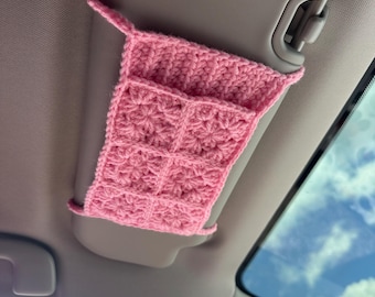 Crochet Granny Square Car Visor Sunglass Holder 2-Pack