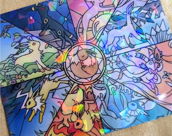 Eeveelution Stained Glass - Gameboy Advance SP Shell Insert