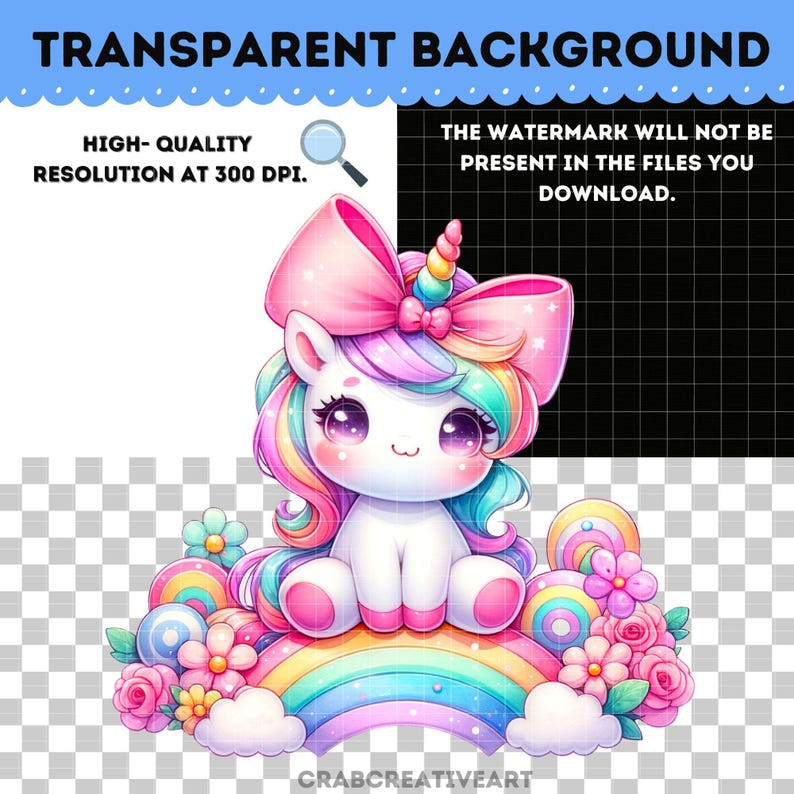Rainbow Unicorn Bundle Clipart - Cute Unicorn PNG - Unicorn Birthday ...