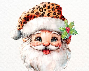 Retro Leopard Weihnachtsmann PNG - Leopard Weihnachtsmann PNG Sublimationsdesign - Retro Weihnachten Digitaler Download - Vintage Weihnachtsmann PNG - Gepard Weihnachtsmann