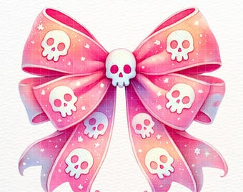 Pink Skull Coquette Bow PNG for sublimation - Cute Halloween Pink Bow - Cute Pink Ghost Clipart - Girly Halloween designs for shirts