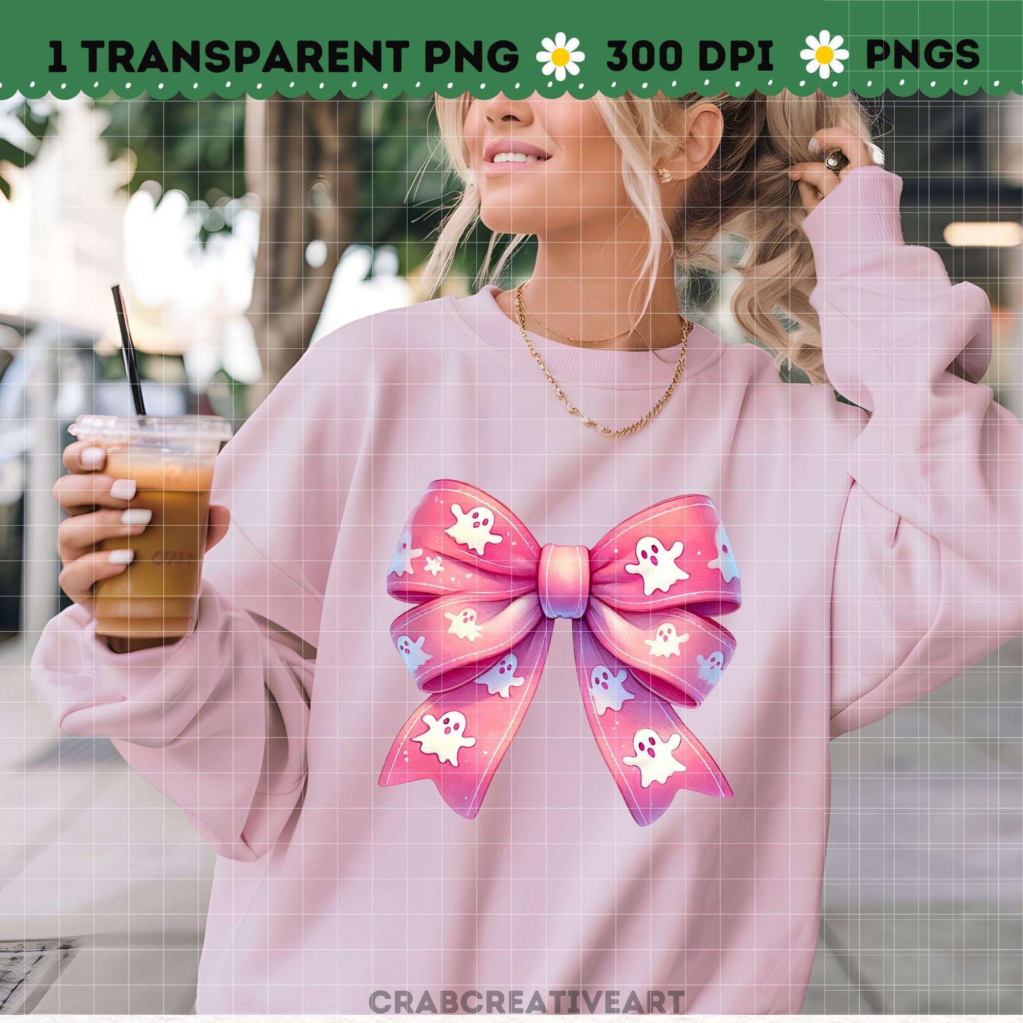 Pink Halloween Coquette Bow PNG for Sublimation - Cute Halloween Pink ...
