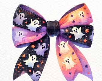 Halloween Coquette Bow PNG for sublimation - Cute Halloween Pink Bow - Cute Pink Ghost Clipart - Girly Halloween designs for shirts -