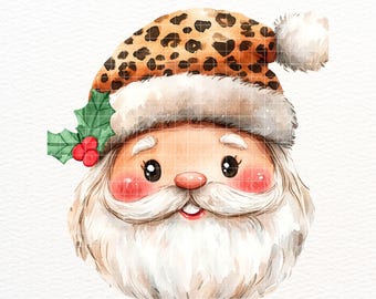Cute Leopard Santa Claus PNG -  Leopard Santa PNG Sublimation Design - Funny Christmas Digital - Vintage Santa PNG - Designer Santa Png