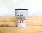 Singing Crab Ceramic Shot Glass Collectible Art. Whimsical art shot glass.
