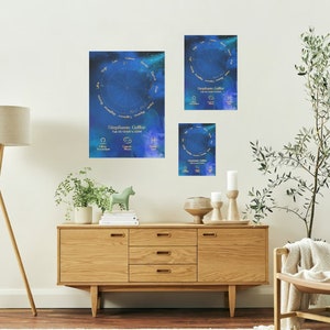 Custom Birth Chart Print | Azul Smoke Design | Basic Birth Chart Print | Astrology Gifts | Natal Chart Art | Birth Chart Poster
