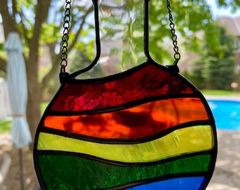 Pride - Love is Love Potion: Handmade Stained Glass Sun Catcher, Rainbow, Gay, Magic, LGBTQ+, Pride Flags, Gifts, Witchy, Leaded Glass
