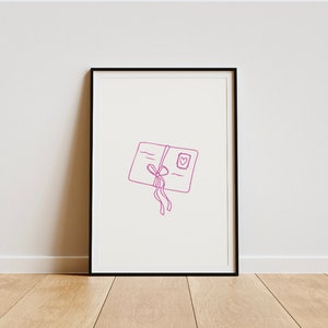 Pink Love Letter Trendy Coquette Minimalist Wall Art Poster Print Valentines Home Decor Living Room Art for Digital Download