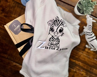 Personalized Name On Baby Bodysuit. Letter Is For Name Onesie® - Bodysuit - White Personalized Onesie®