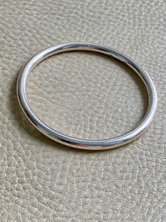 Heavy Round Solid Bangle - Solid Sterling Silver -