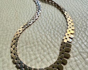 Special! Vintage Hexagon Link Necklace In 14K Gold - 15.75 Inch Length