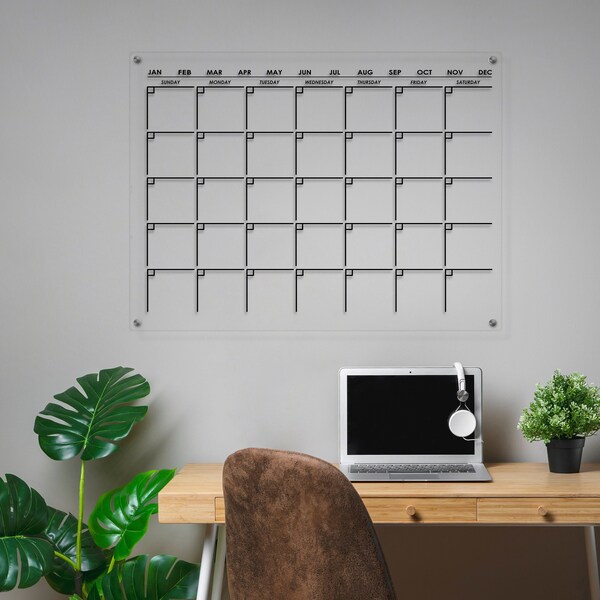 Personalized Wall Calendar - 2024 Family Calendar - Acrylic Dry Erase Board - 2024 Vision Board - Clear Memo Board Free Express Shipping!