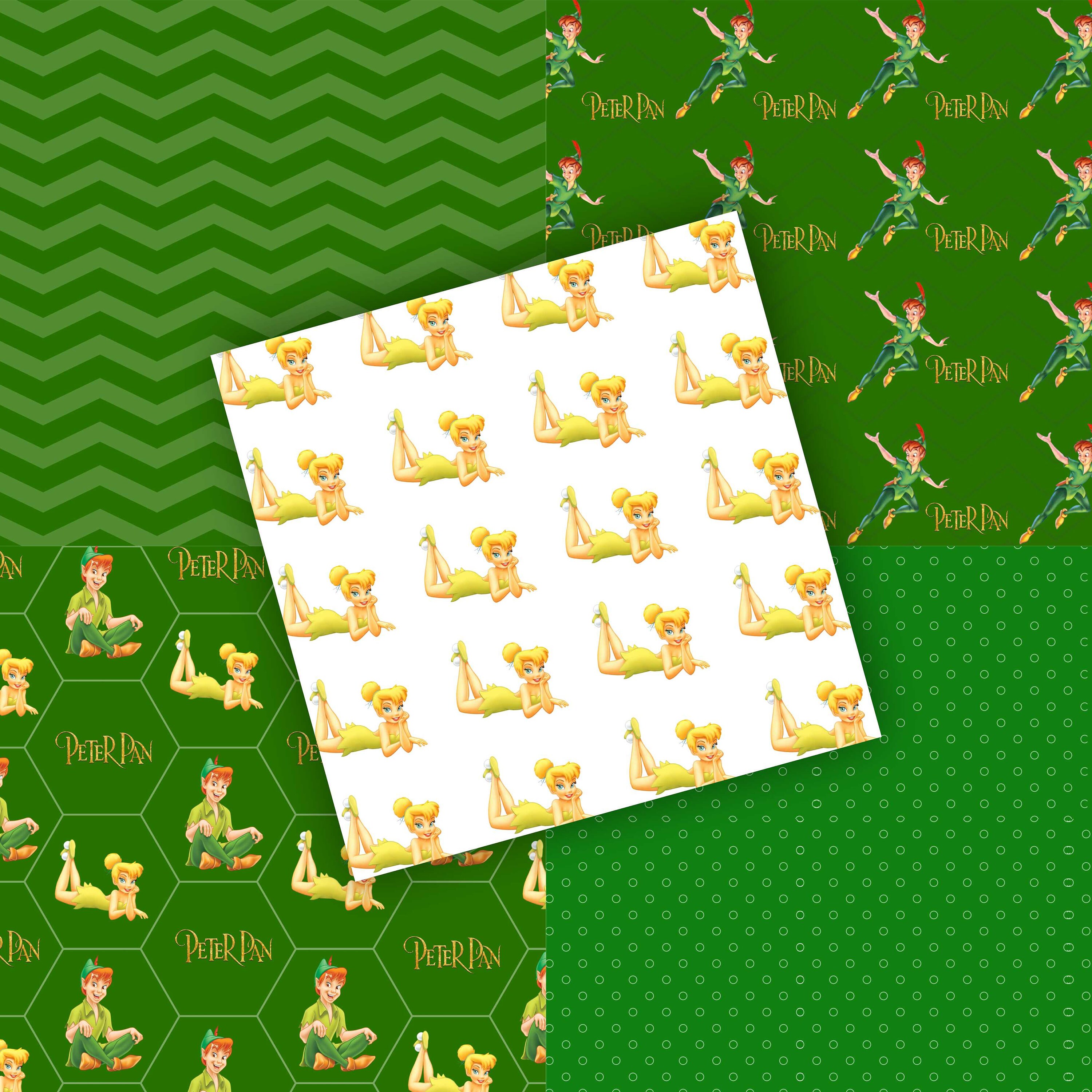 Peter pan digital paper designs tinker bell paper pack digital