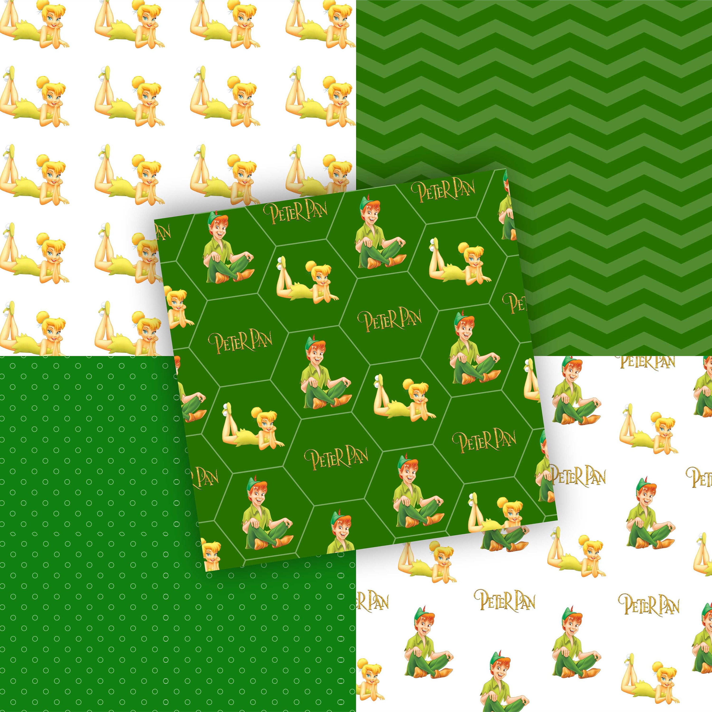 Peter pan digital paper designs tinker bell paper pack digital