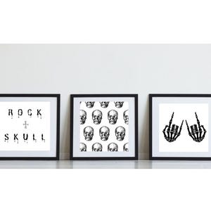 Halloween Printable Wall Art | Halloween Art Prints | Skeleton Decoration | Halloween Gallery wall set | Rock & Roll | Spooky Wall Art