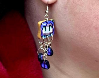 Stardew Valley Abigail Örhängen: Dingla Örhängen i Polymer Clay Ametist