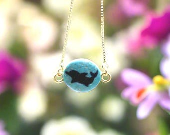 Dolphin Pendant Bracelet | Gold Plated Stainless Steel, Adjustable Chain | Ocean Jewelry